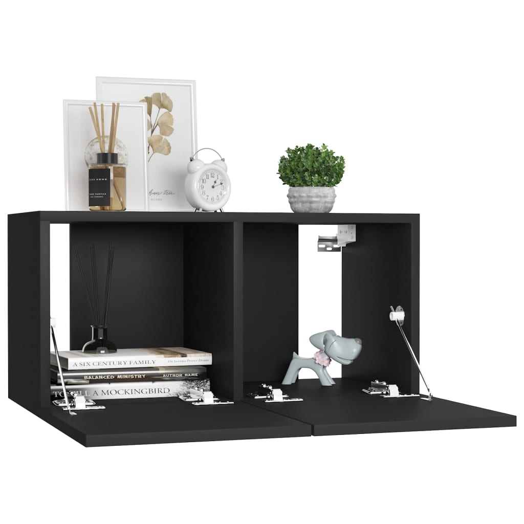 Set Mobili Porta TV 8 pz Nero in Legno Multistrato