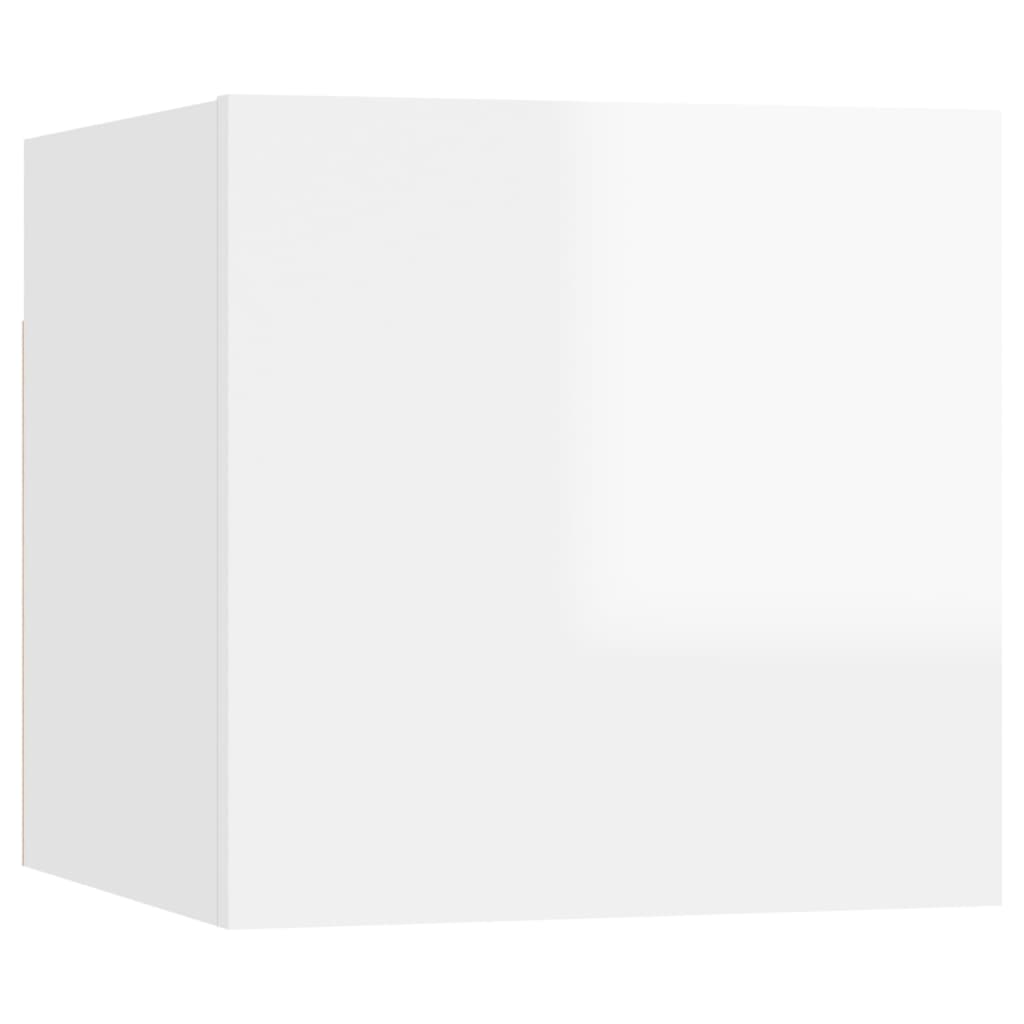 Mobili Porta TV a Parete 8 pz Bianco Lucido 30,5x30x30 cm