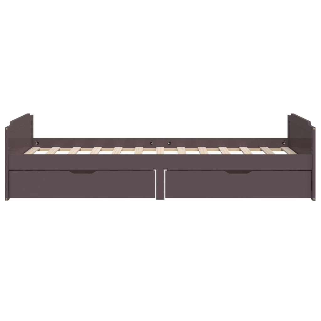Giroletto Cassetti Marrone Scuro Legno Massello Pino 90x200 cm