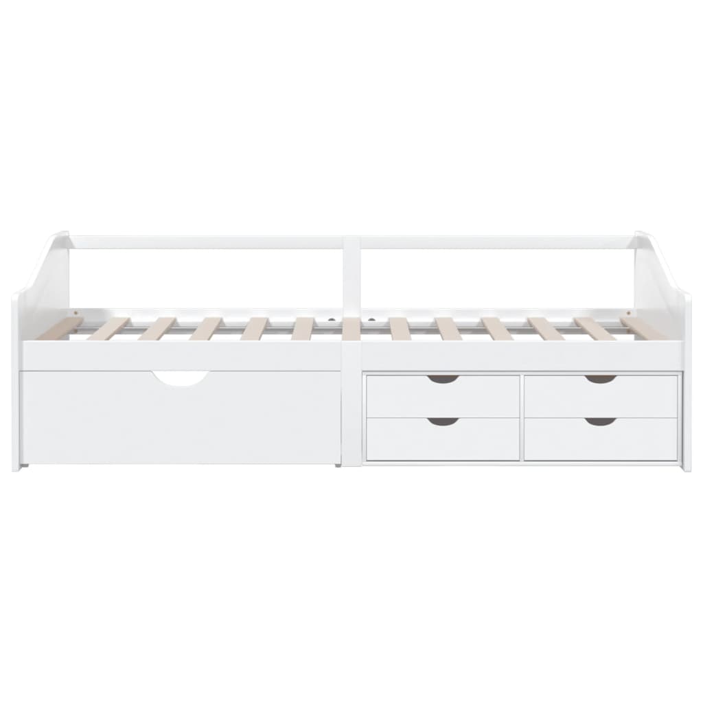 Divano Letto 3 Posti con Cassetti Bianco Pino Massello 90x200cm