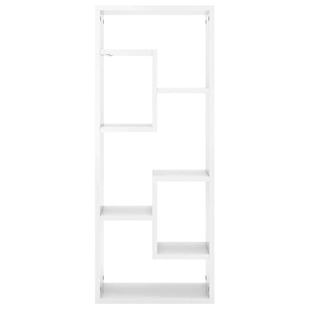 Scaffale a Parete Bianco Lucido 36x16x90 cm Legno Multistrato