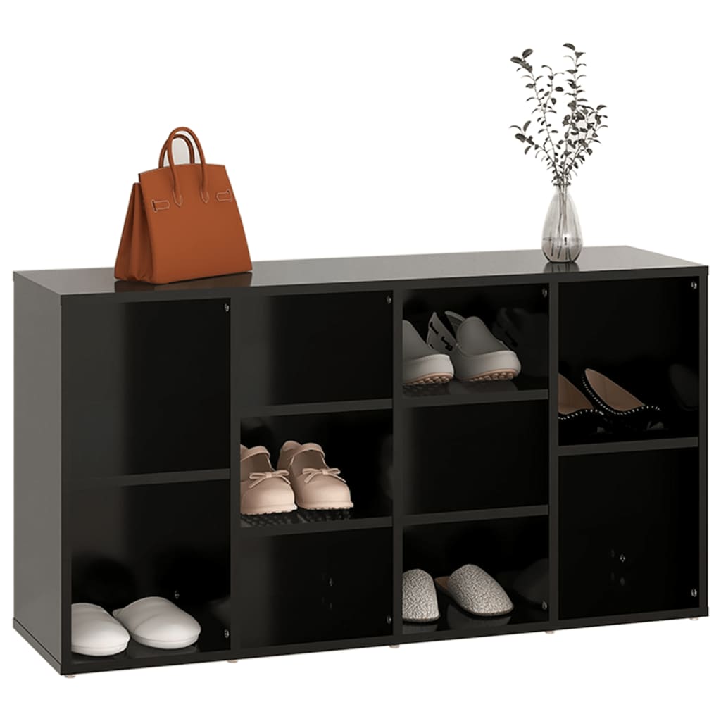 Scarpiera con Panchina Nera 103x30x54,5 cm Legno Multistrato