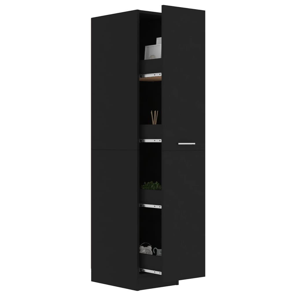 Armadietto da Farmacia Nero 30x42,5x150 cm in Legno Multistrato