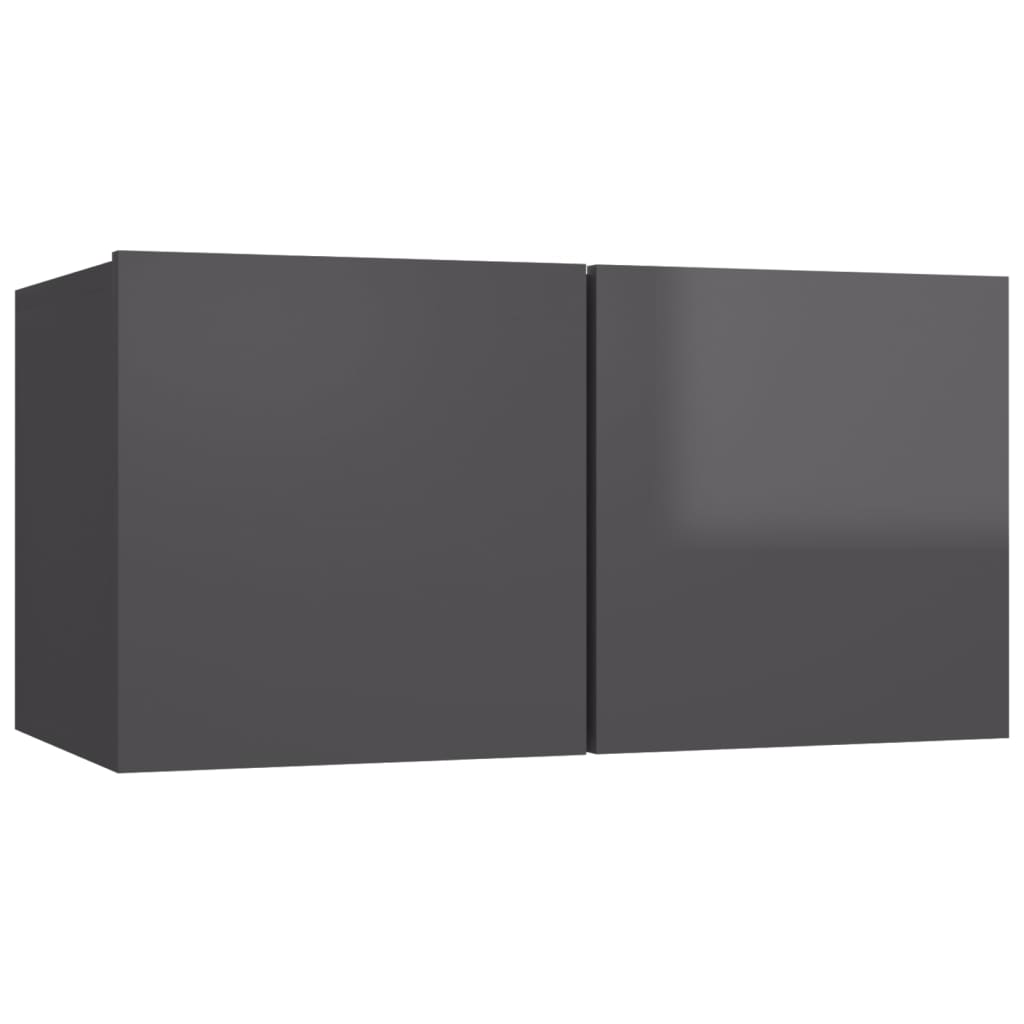 Mobile Porta TV Pensile Grigio Lucido 60x30x30 cm