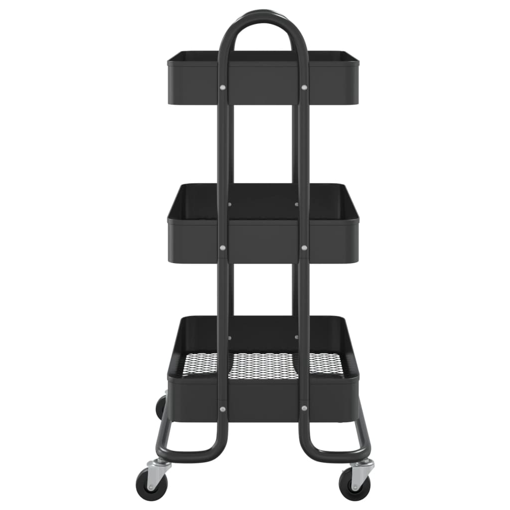 Carrello a 3 Livelli Nero 43x34x79 cm in Acciaio