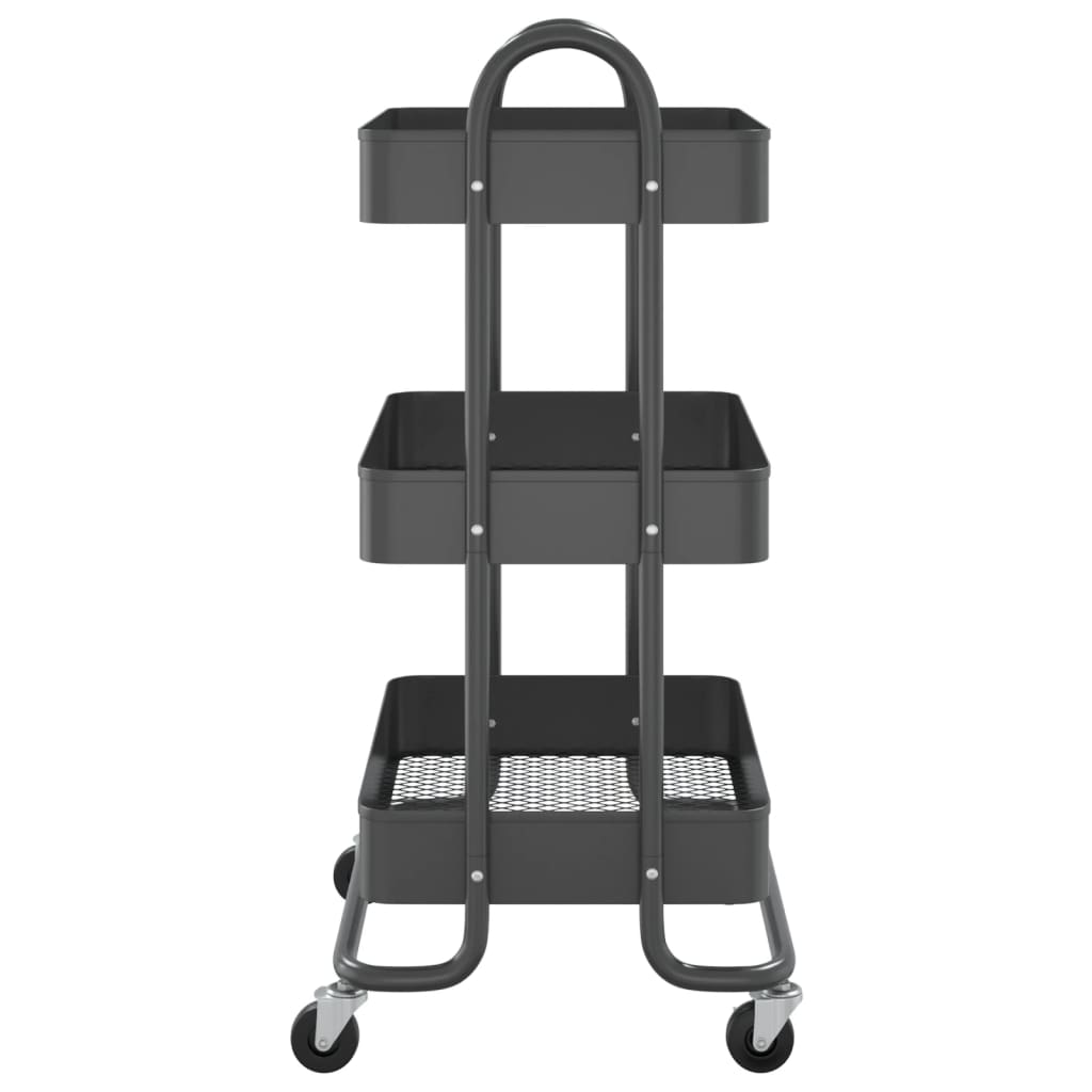 Carrello a 3 Livelli Antracite 43x34x79 cm in Acciaio