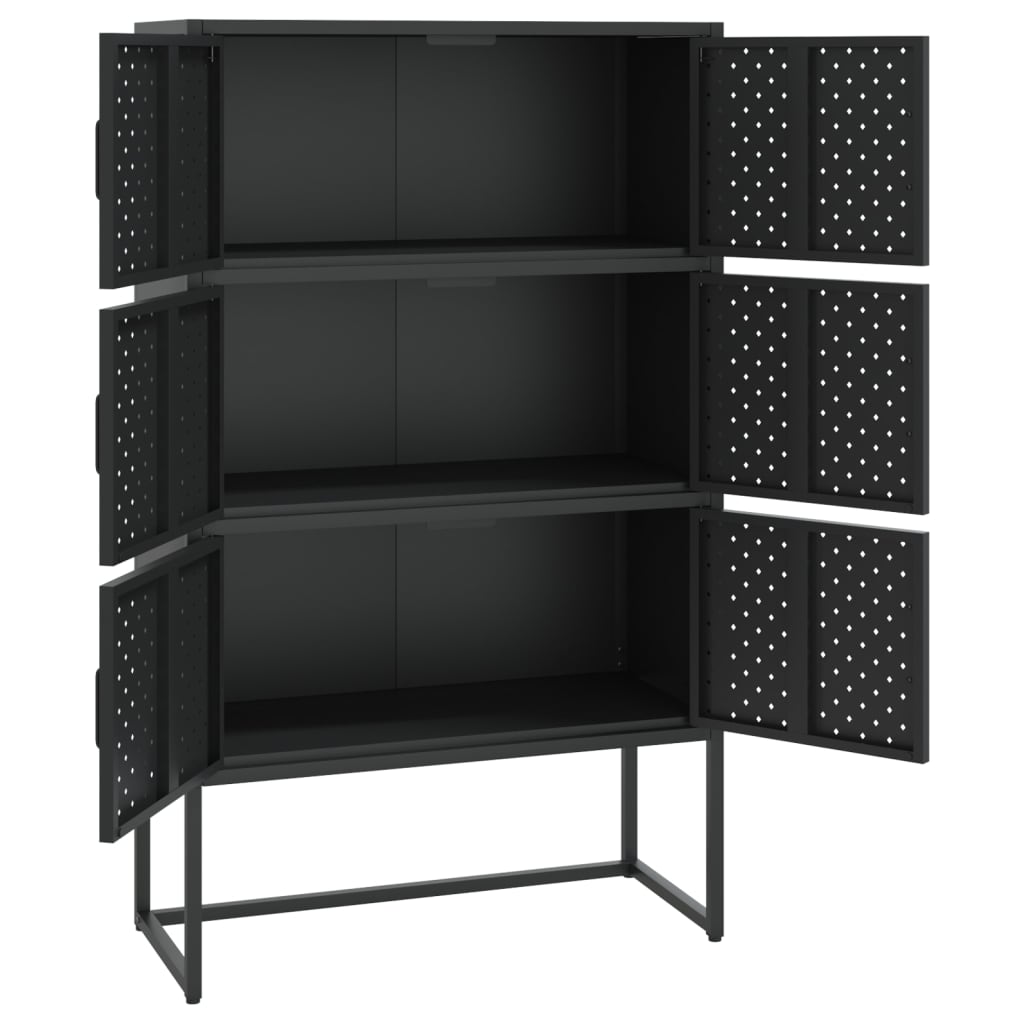 Credenza Alta Nera 80x35x135 cm in Acciaio