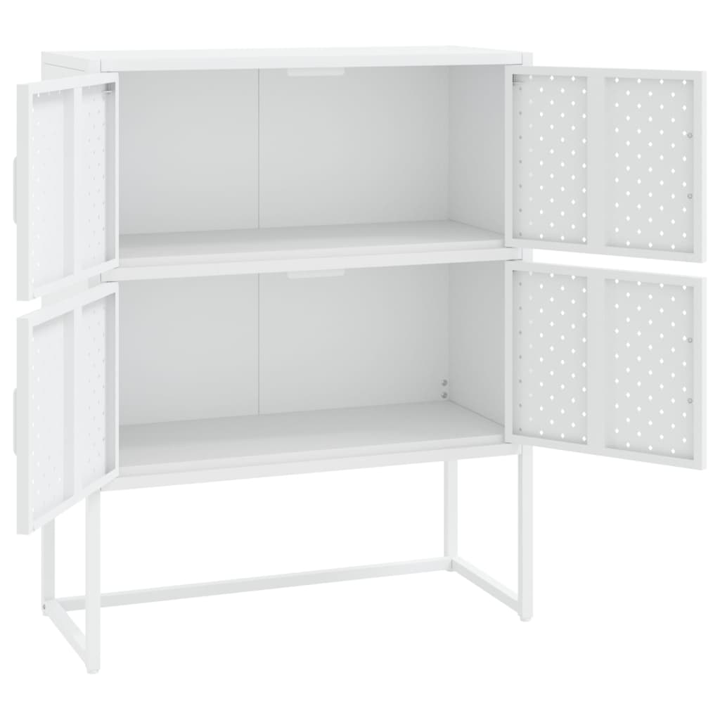 Credenza Alta Bianca 80x35x100 cm in Acciaio