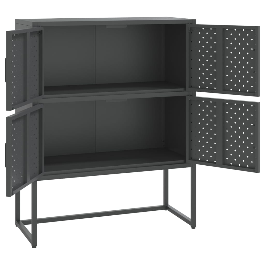 Credenza Alta Antracite 80x35x100 cm in Acciaio