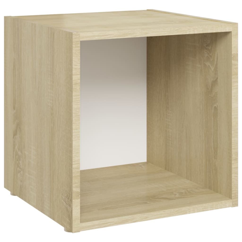 Set Mobile TV 5 pz Bianco e Sonoma in Legno Multistrato