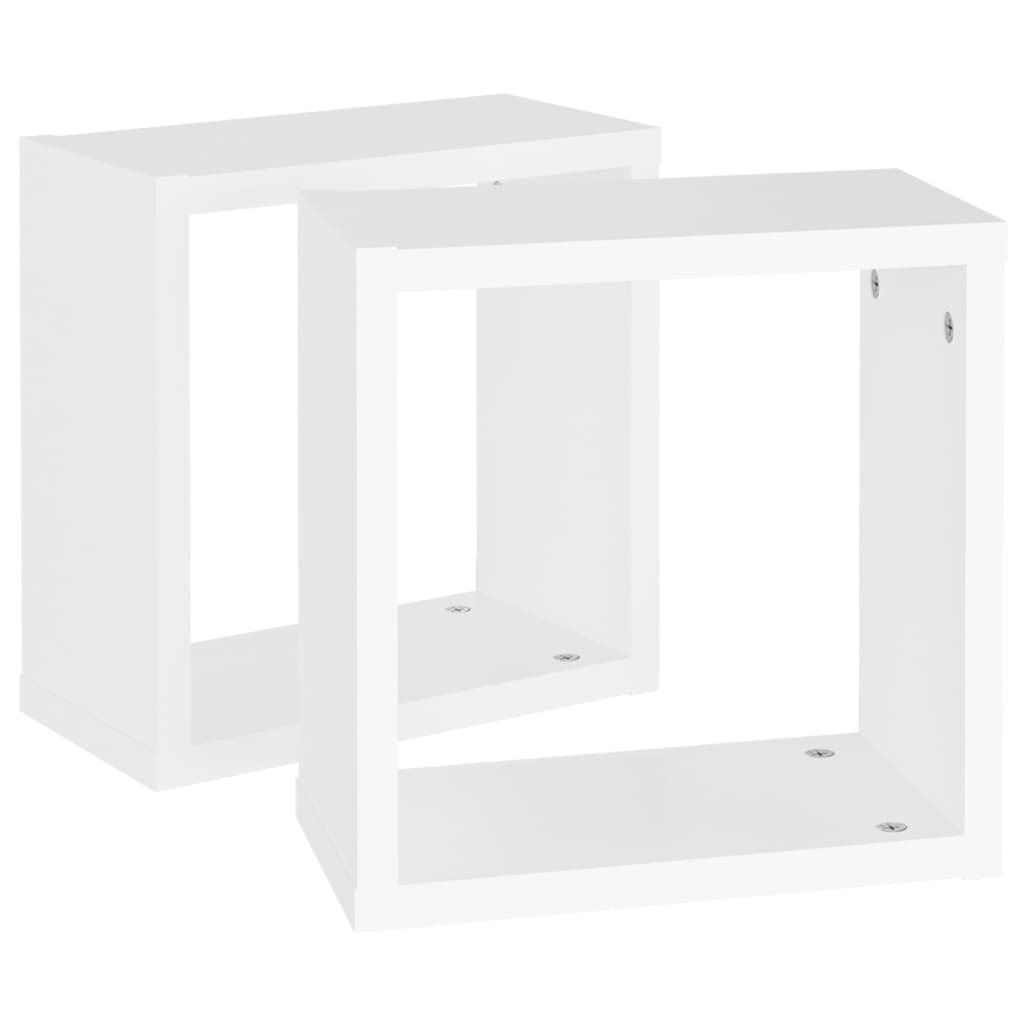 Mensole Parete a Cubo 2 pz Bianche 30x15x30cm