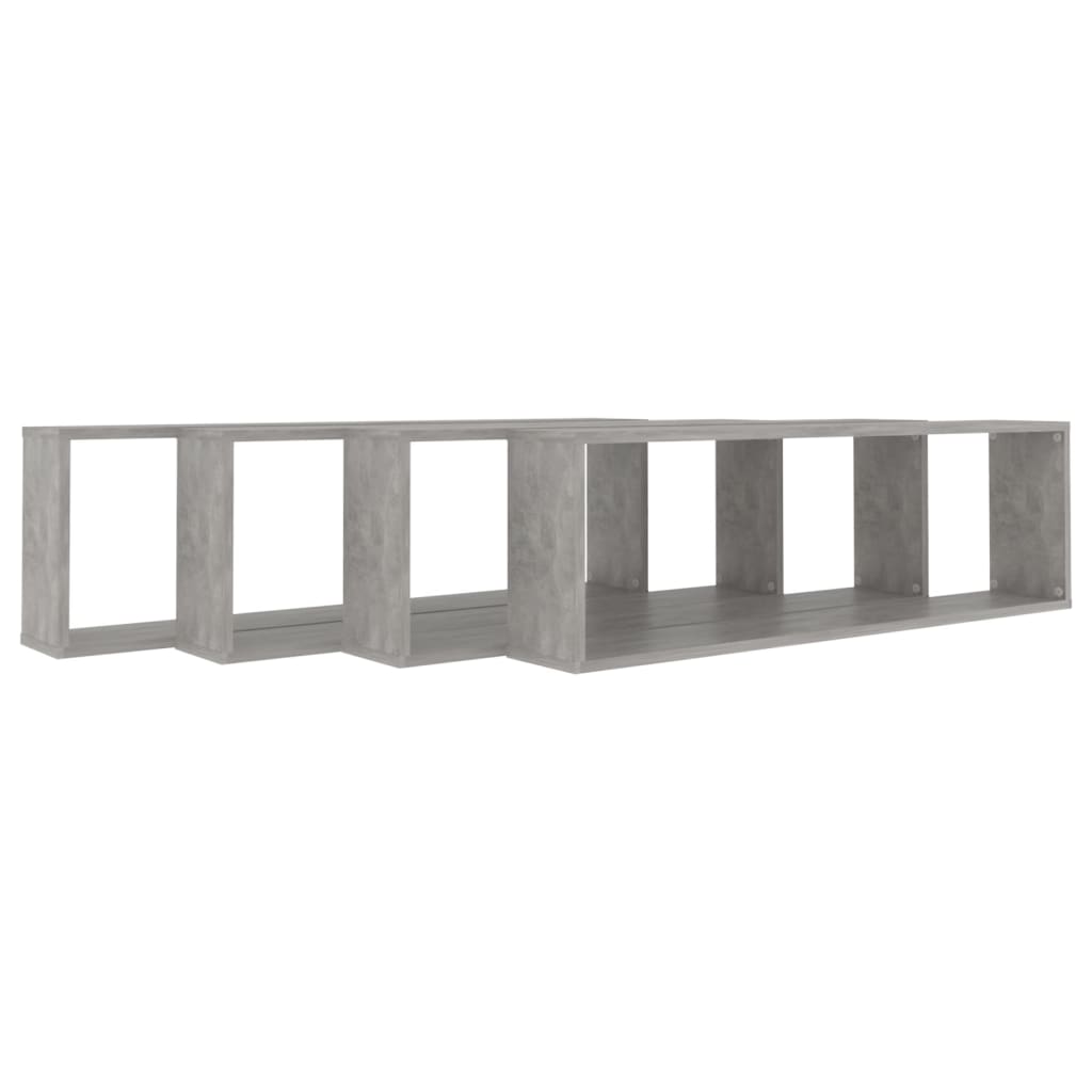 Mensole Parete Cubo 4pz Grigio Cemento 100x15x30 cm Multistrato
