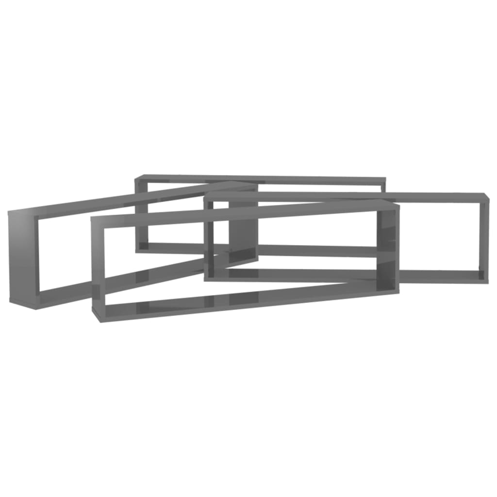 Mensole Parete a Cubo 4pz Grigio Lucido 100x15x30cm Multistrato