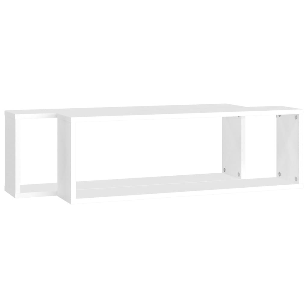 Mensole Parete a Cubo 2pz Bianco 80x15x26,5cm Legno Multistrato