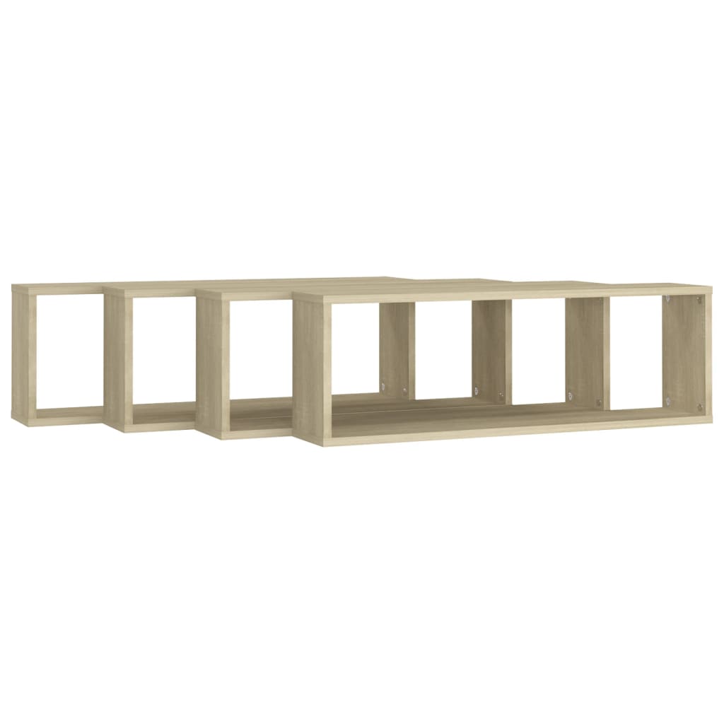Mensole Parete Cubo 4pz Rovere Sonoma 80x15x26,5cm Multistrato