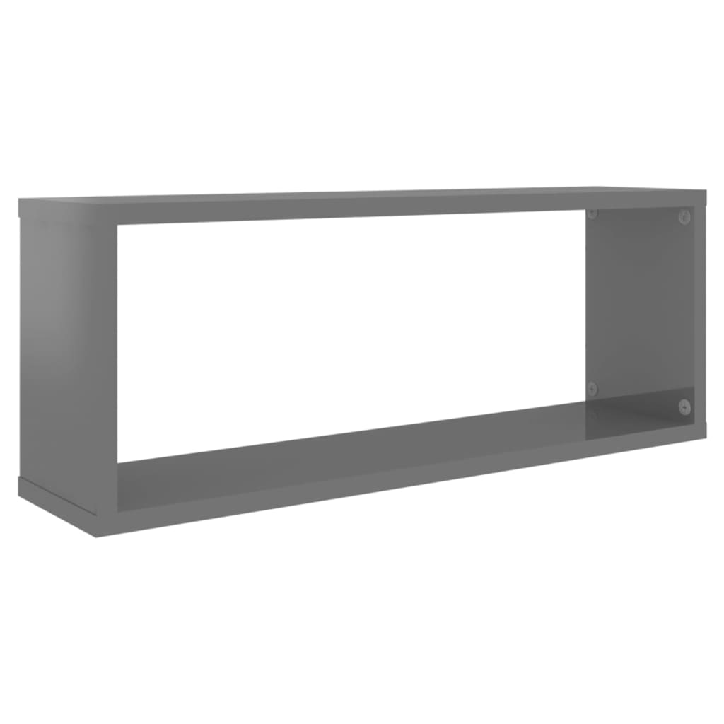 Mensole Parete a Cubo 6pz Grigio Lucido 60x15x23 cm Multistrato