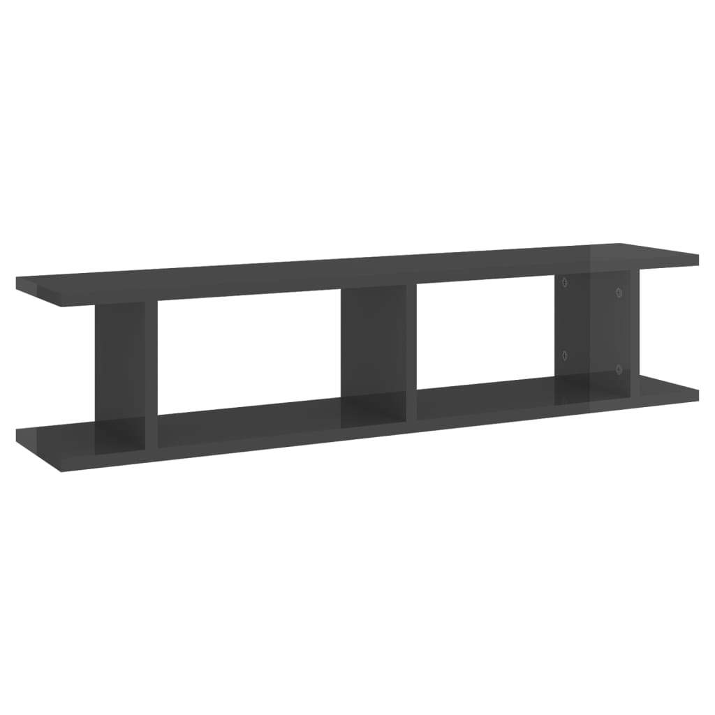 Mensole a Parete 2pz Grigio Lucido 90x18x20cm Legno Multistrato
