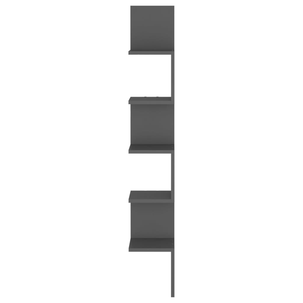 Scaffale Angolare Muro Grigio 20x20x127,5cm Legno Multistrato