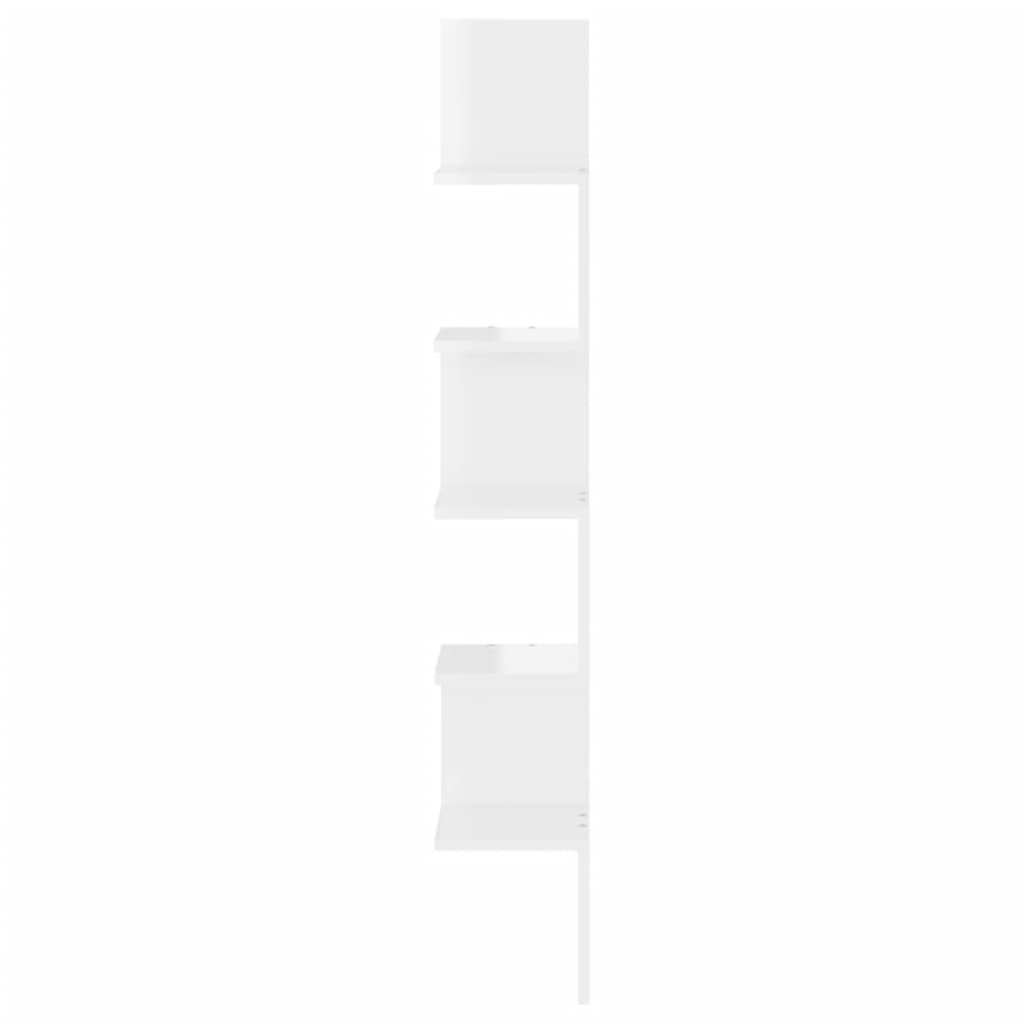 Scaffale Angolare Muro Bianco Lucido 20x20x127,5cm Multistrato