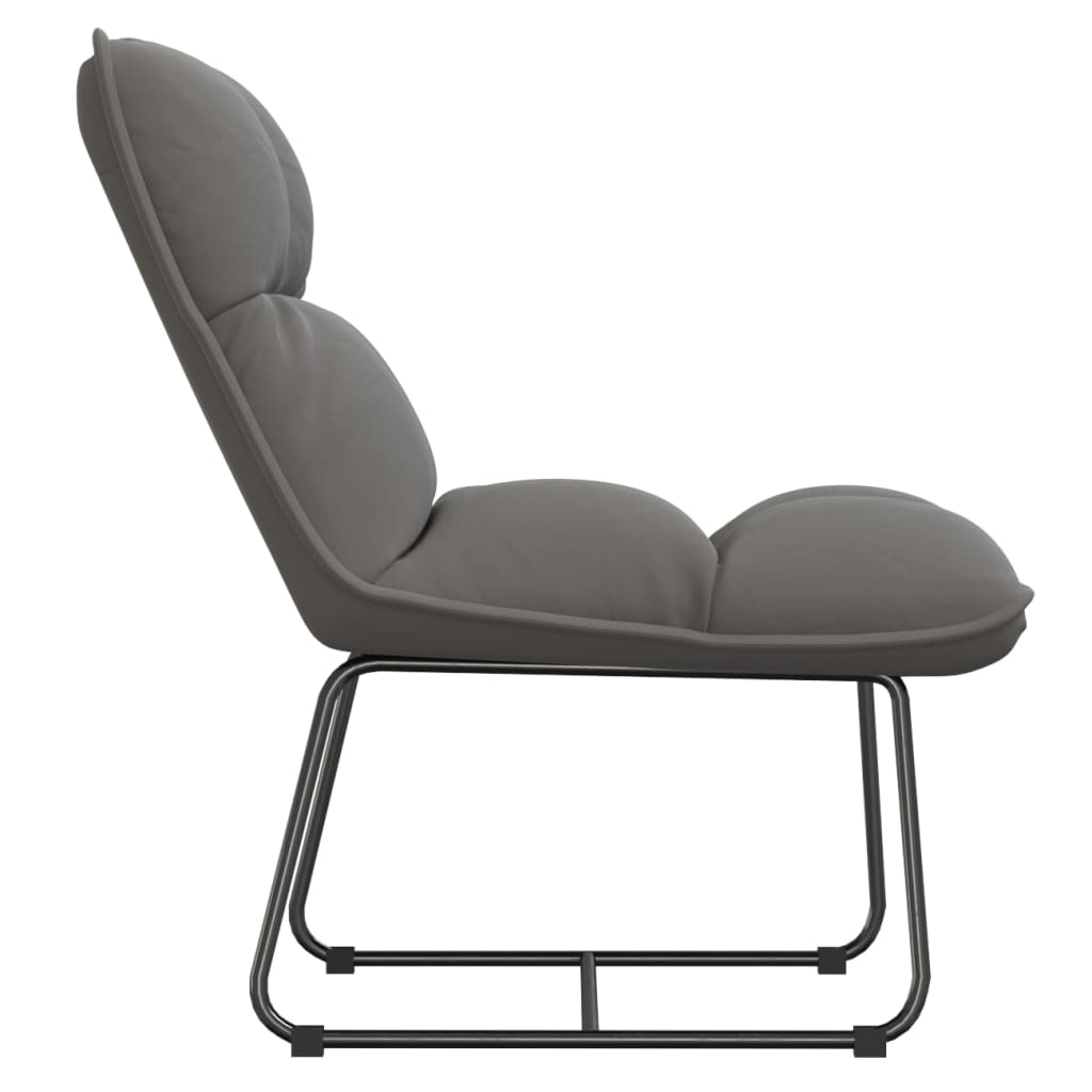 Poltrona con Struttura in Metallo Grigio Chiaro in Velluto