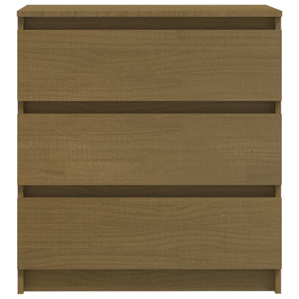 Comodino Marrone Ambrato 60x36x64 cm in Legno Massello di Pino