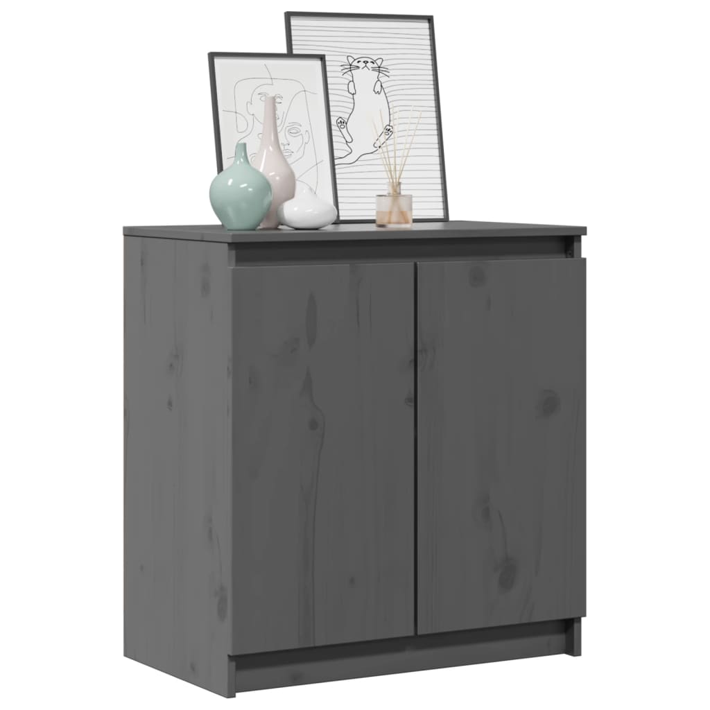 Armadietto Grigio 60x36x65 cm in Legno Massello di Pino