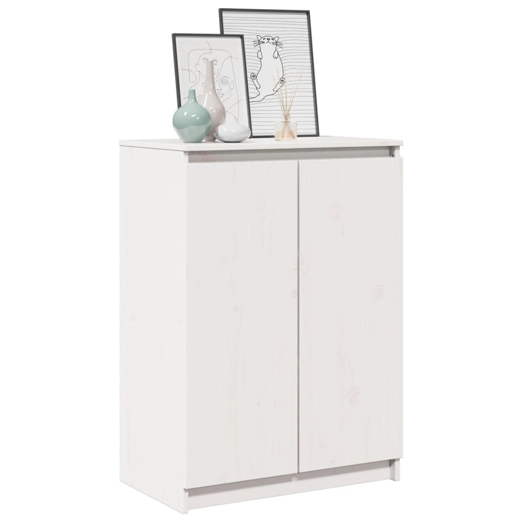Credenza Bianca 60x36x84 cm in Legno Massello di Pino