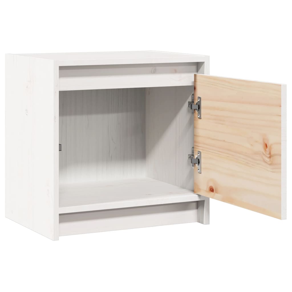 Comodini 2 pz Bianchi 40x30,5x40 cm in Legno Massello di Pino