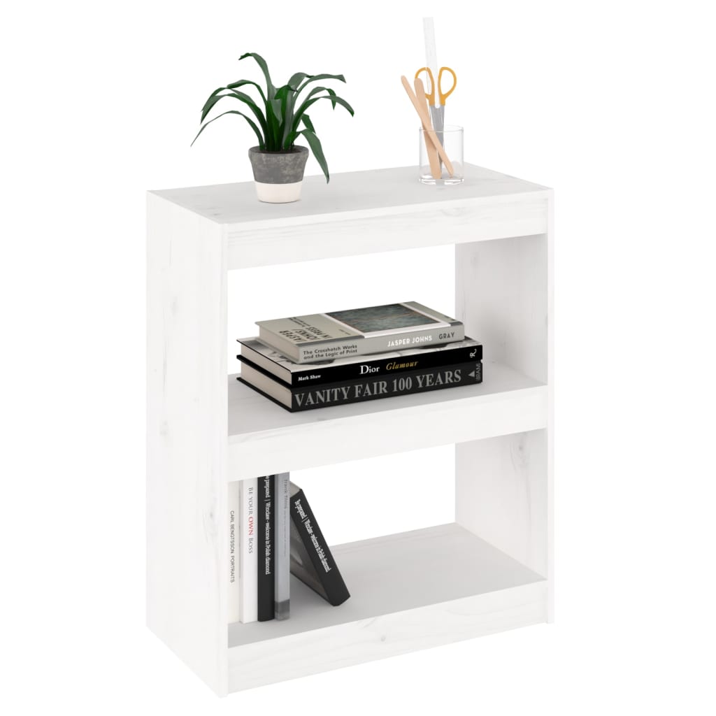 Libreria/Divisorio Bianco 60x30x71,5 cm in Massello di Pino
