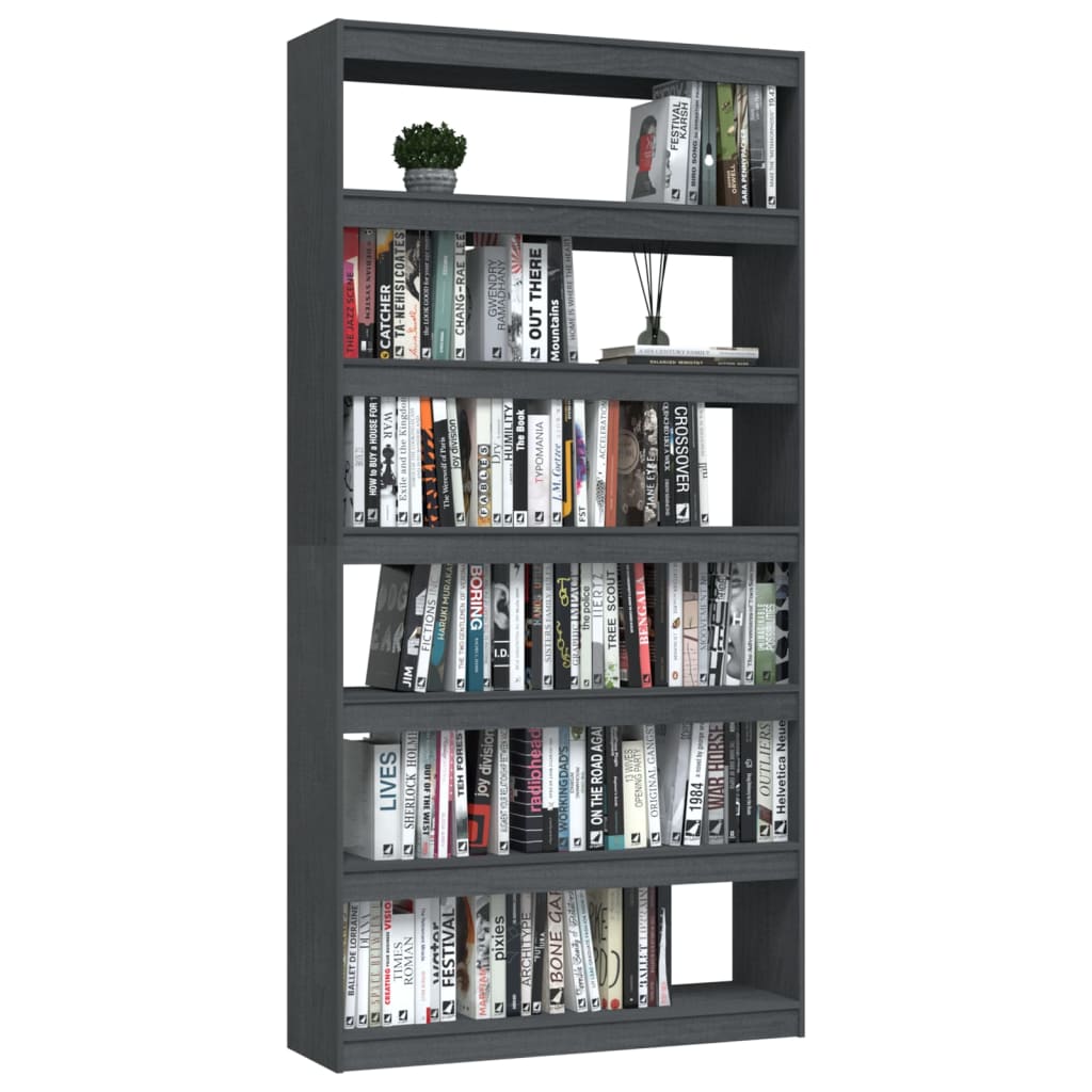 Libreria/Divisorio Grigio 100x30x200 cm Legno Massello di Pino