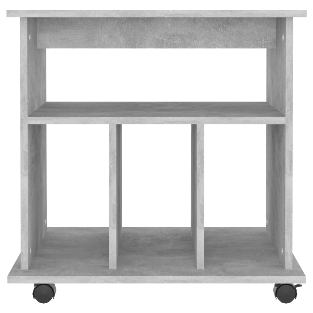 Mobiletto con Ruote Grigio Cemento 60x45x60cm Legno Multistrato