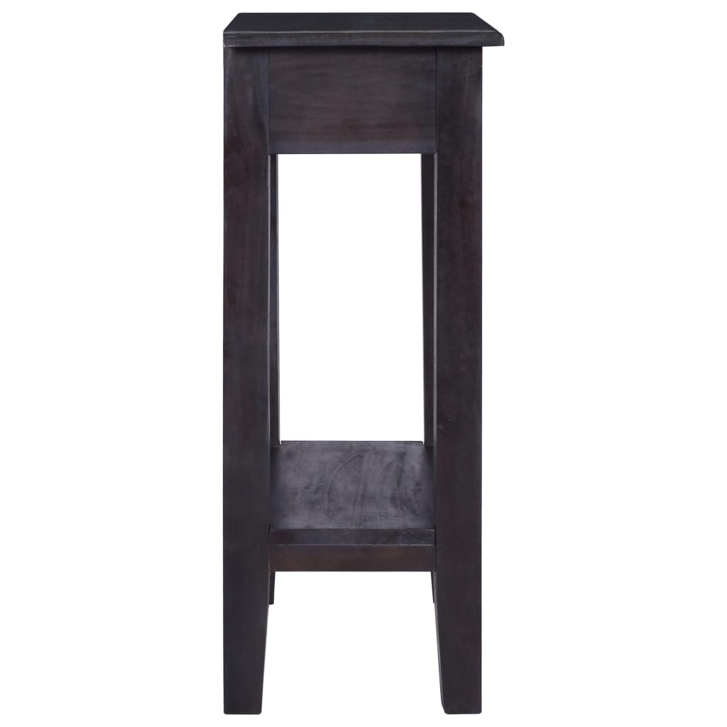 Tavolo Consolle Cassetto Nero 60x30x75 cm Legno Massello Mogano