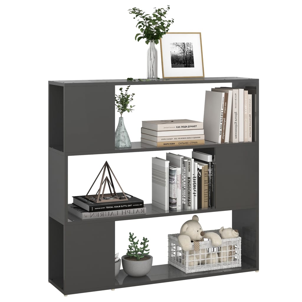 Libreria/Divisorio Grigio Lucido 100x24x94 cm