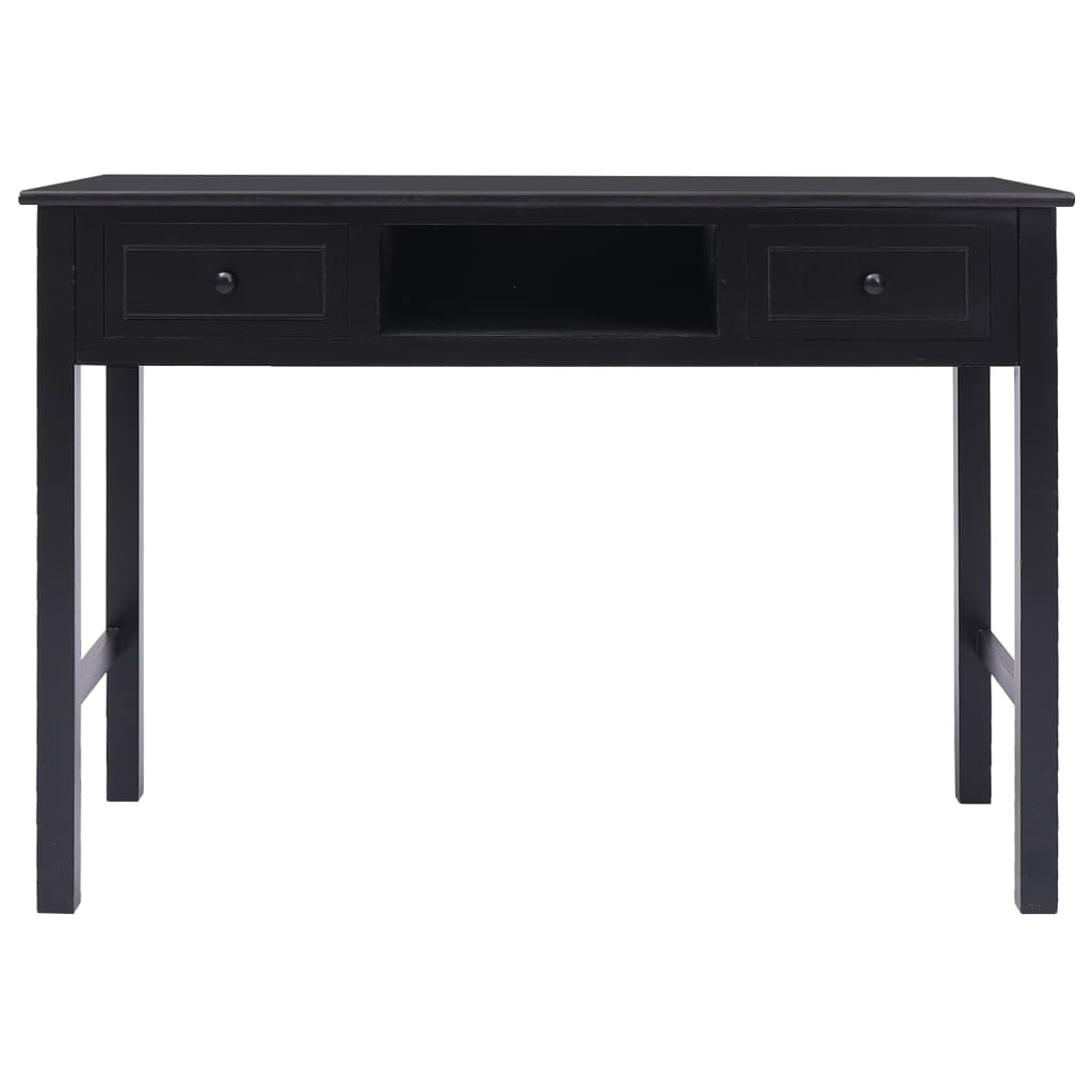 Scrivania Nera 108x45x76 cm in Legno Massello di Paulownia