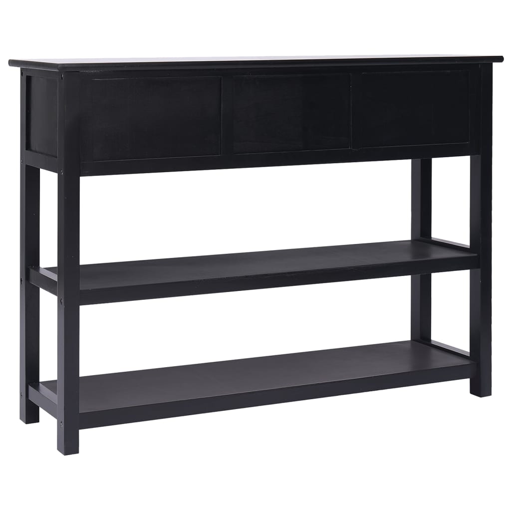 Credenza Nera 108x30x76 cm Legno Massello di Paulownia