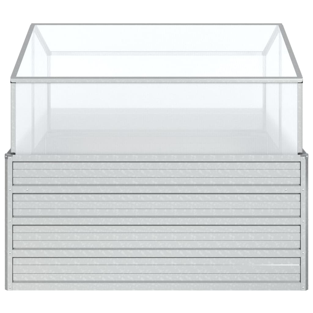 Letto Rialzato da Giardino con Serra 100x100x85 cm Argento