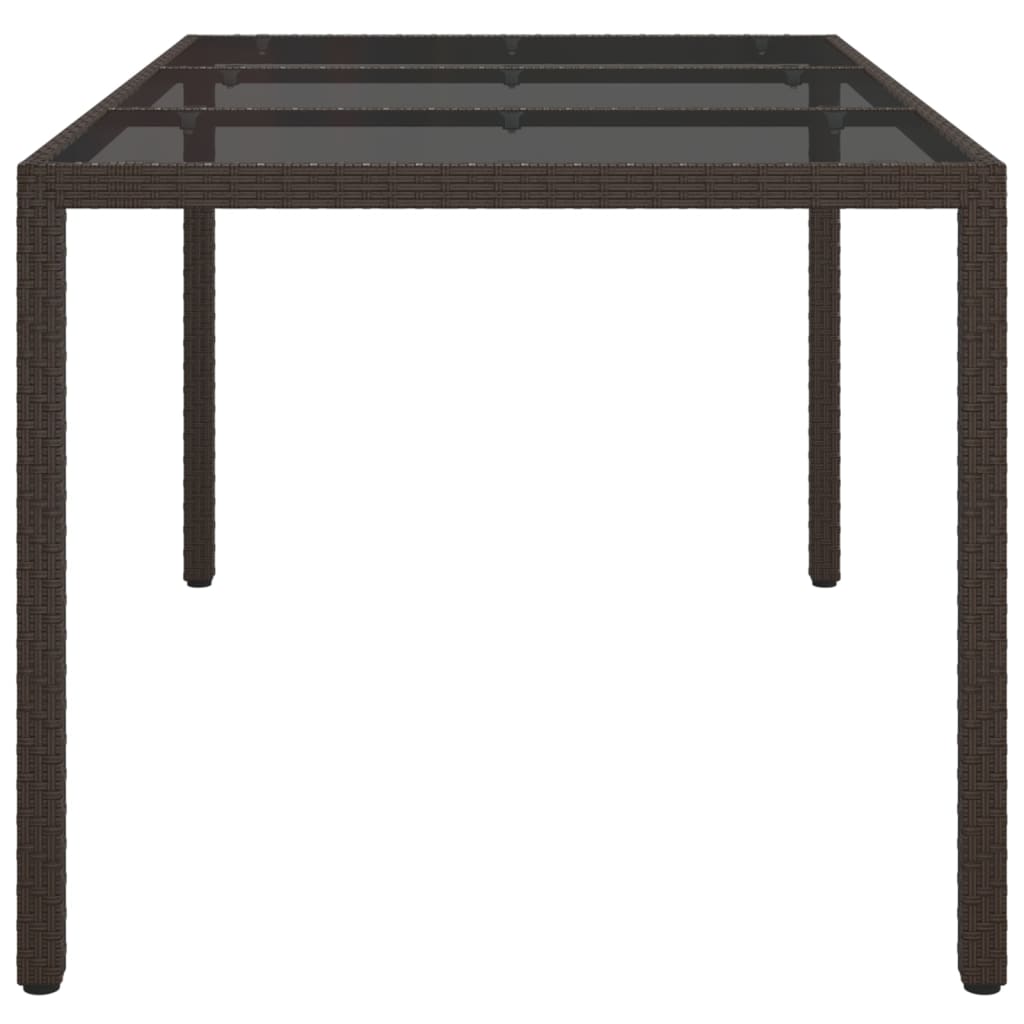 Tavolo Giardino 150x90x75cm Vetro Temperato Polyrattan Marrone