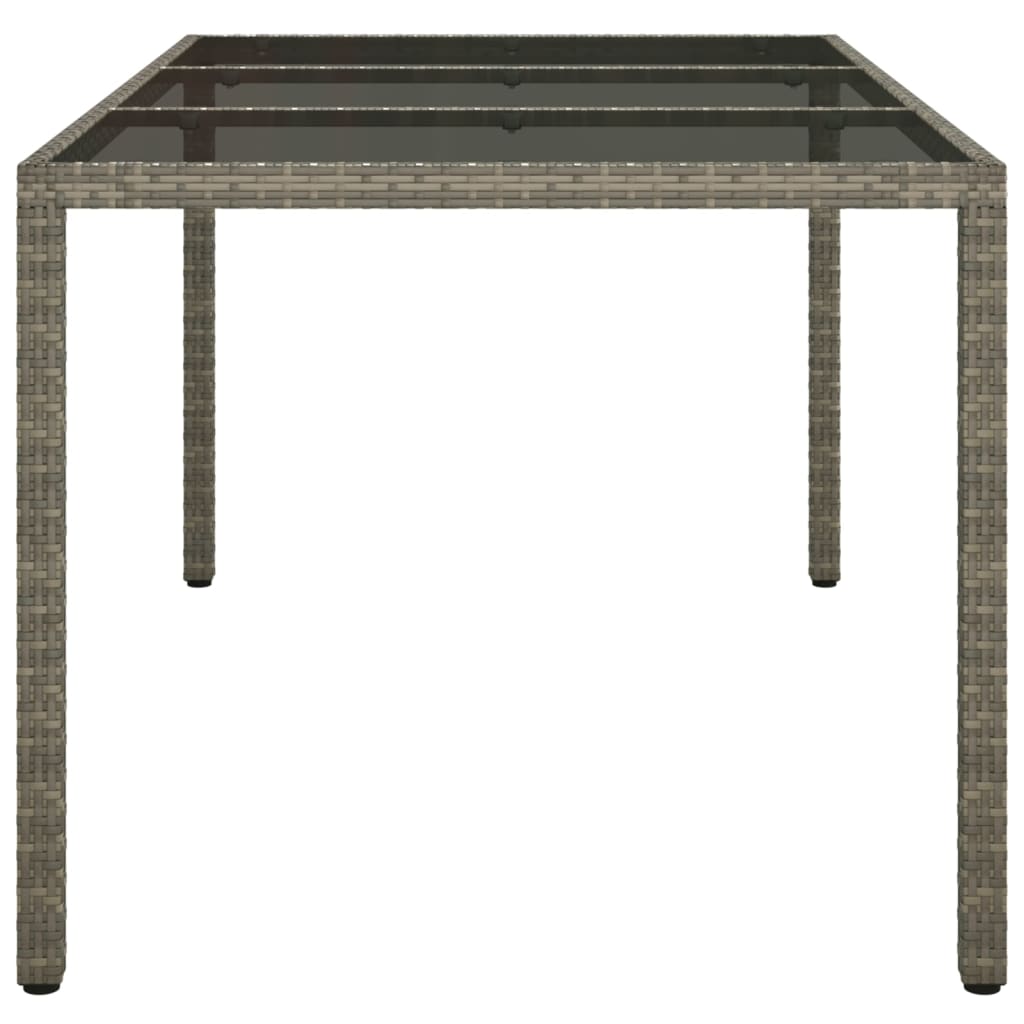 Tavolo Giardino 150x90x75cm Vetro Temperato e Polyrattan Grigio