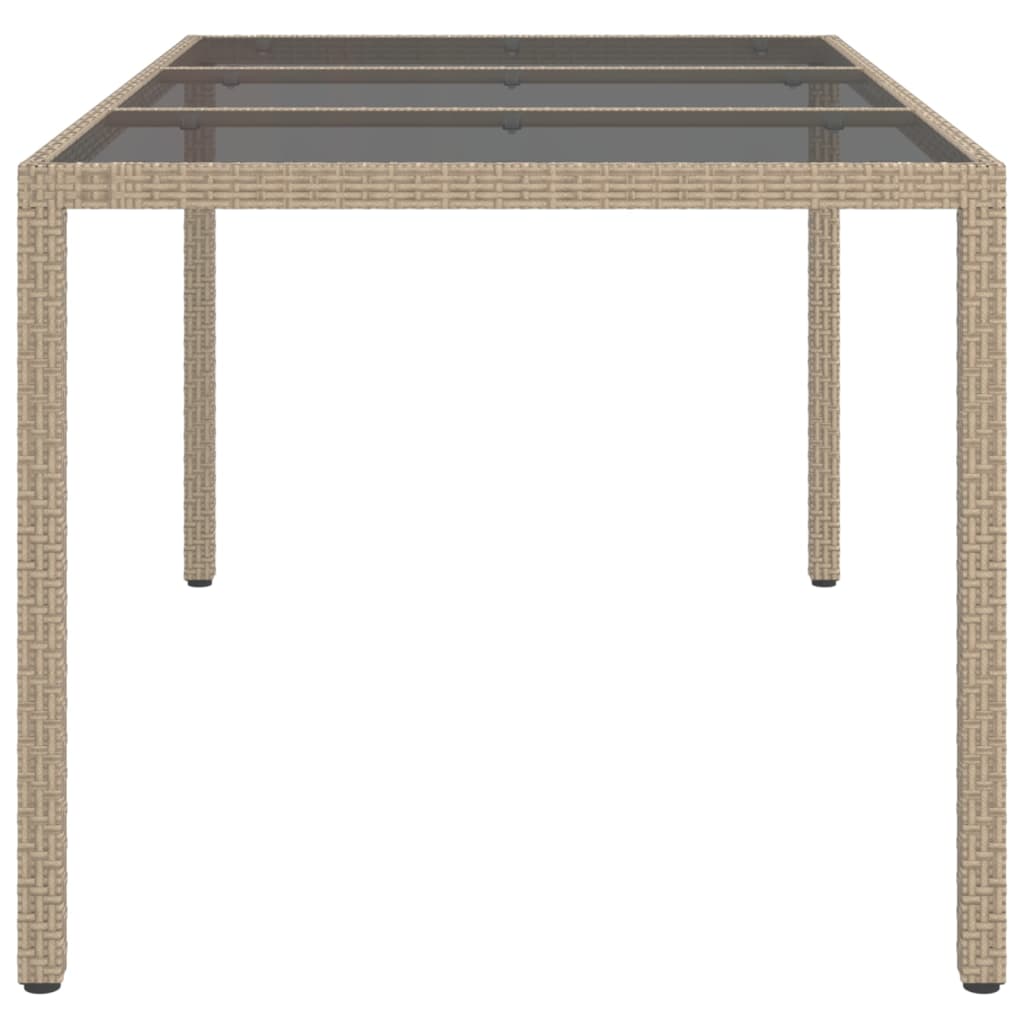 Tavolo Giardino 150x90x75cm Vetro Temperato Polyrattan Beige