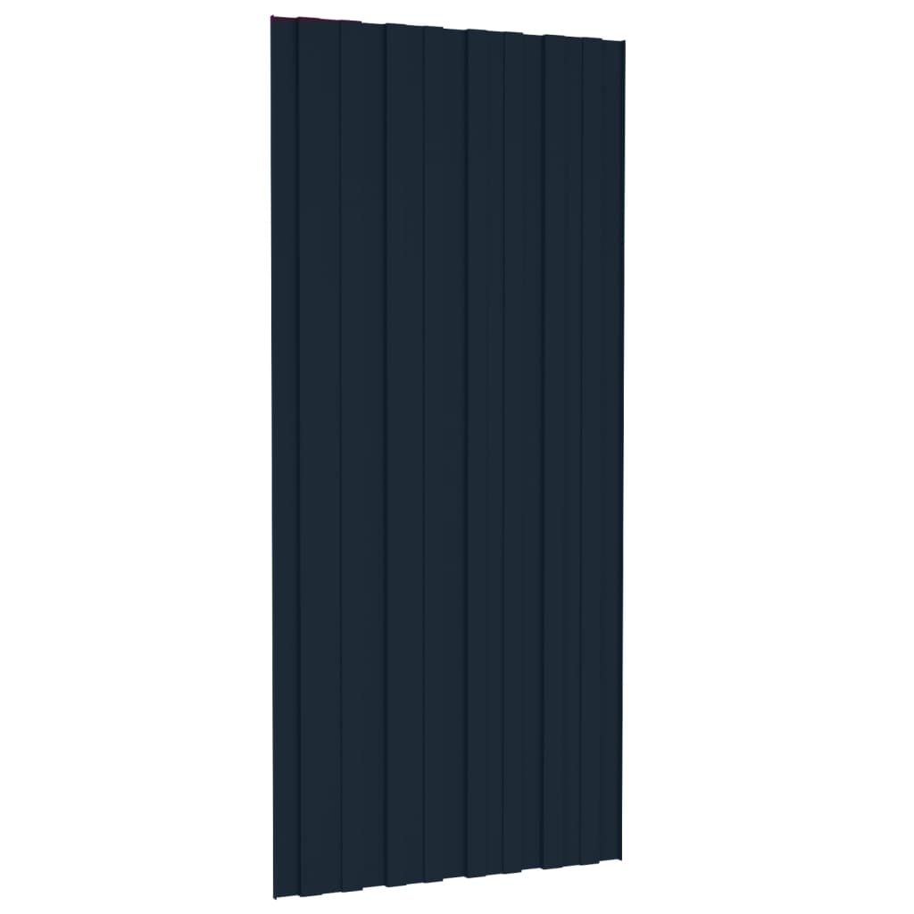 Pannelli da Tetto 12 pz in Acciaio Zincato Antracite 100x45 cm