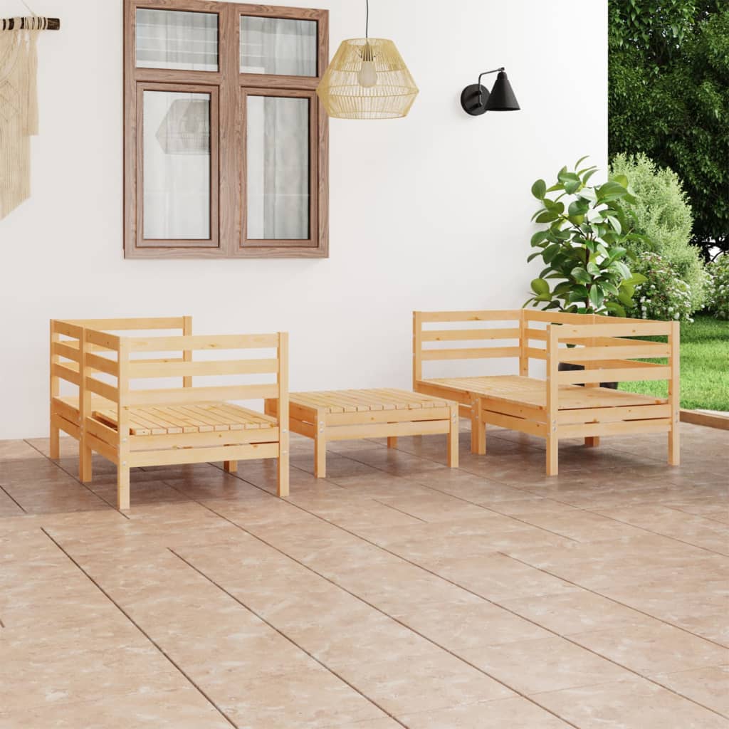 Set Divani da Giardino 5 pz in Legno Massello di Pino