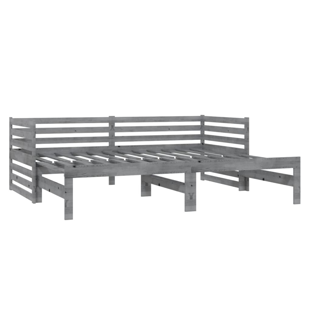 Dormeuse Estraibile 2x(90x200) cm Grigia in Legno di Pino