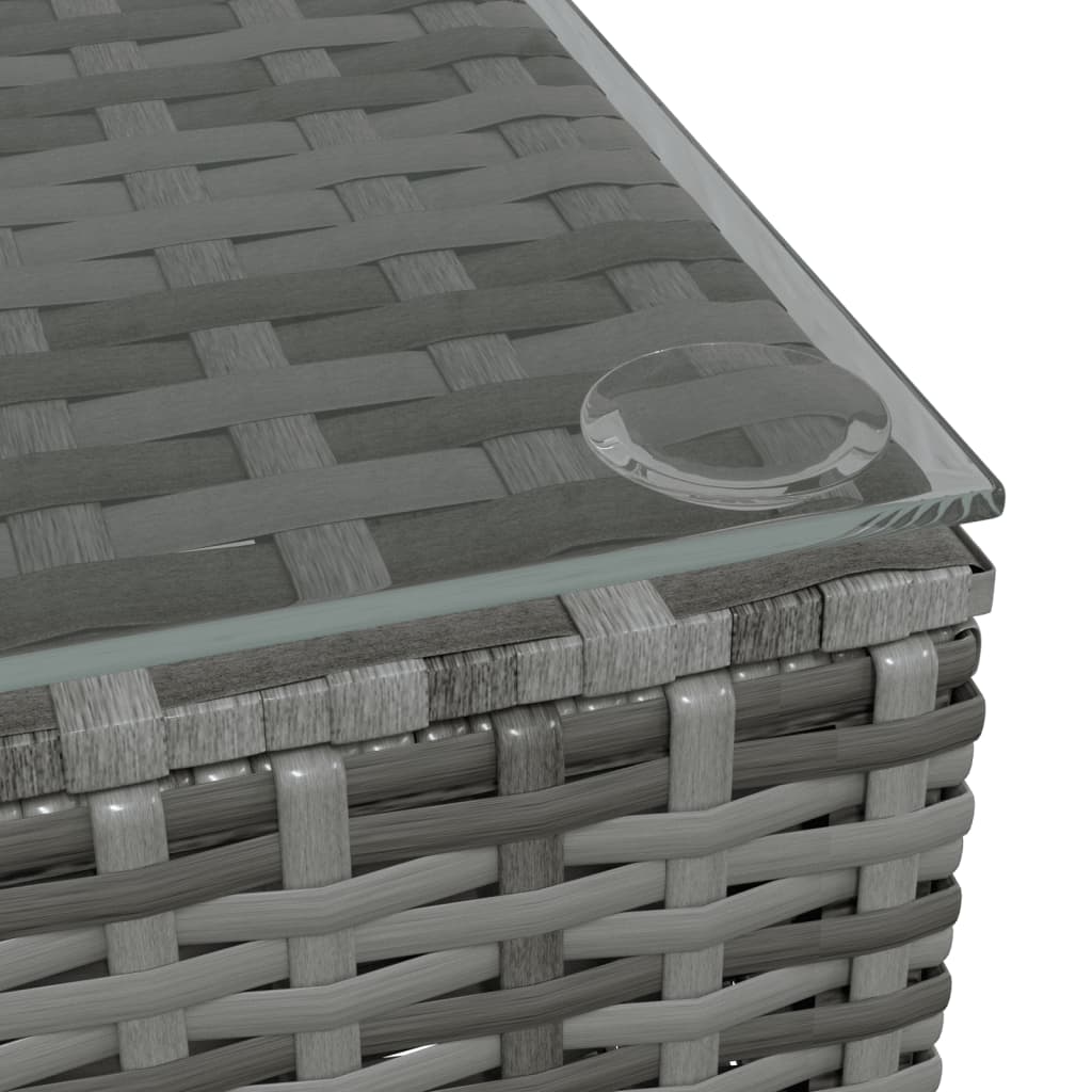 Tavolino da Giardino Grigio 60x60x30 cm in Polyrattan e Vetro
