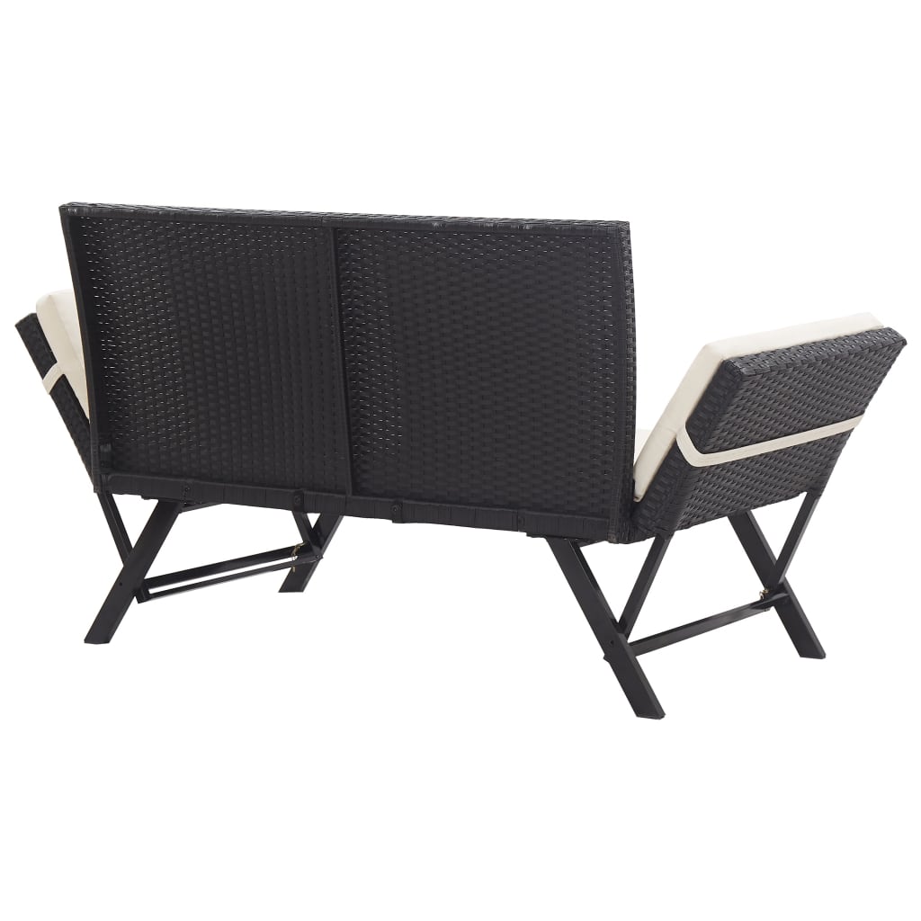 Panca da Giardino con Cuscini Nera 176 cm in Polyrattan