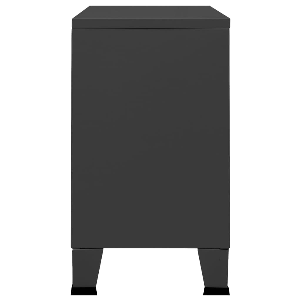 Credenza Antracite Industriale 105x35x62 cm in Metallo e Vetro