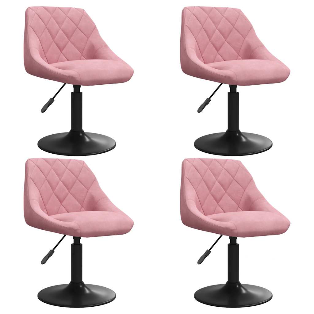 Sedie da Pranzo Girevoli 4 pz Rosa in Velluto