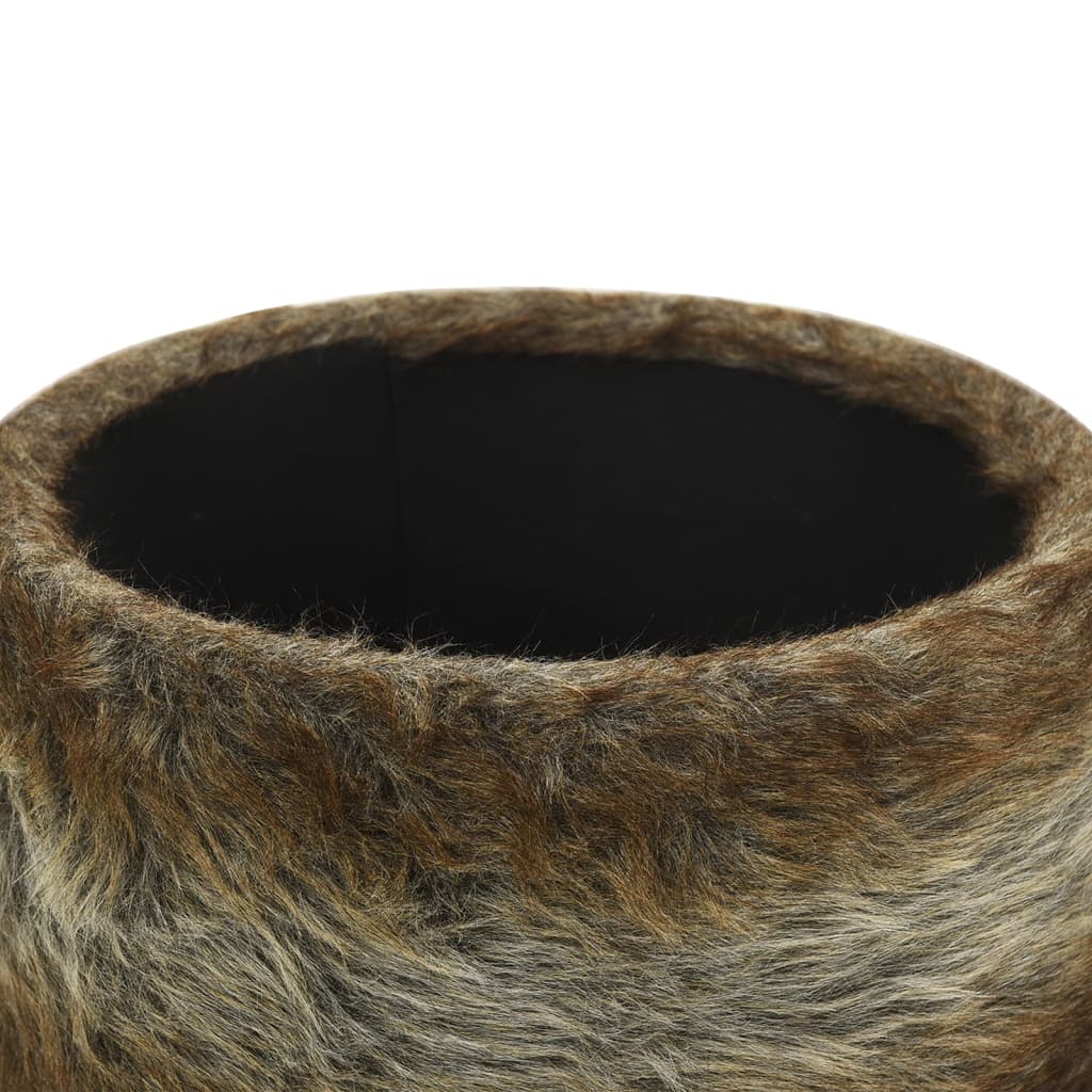Sgabello Rotondo con Contenitore Colore Misto in Peluche 31 x 37 cm