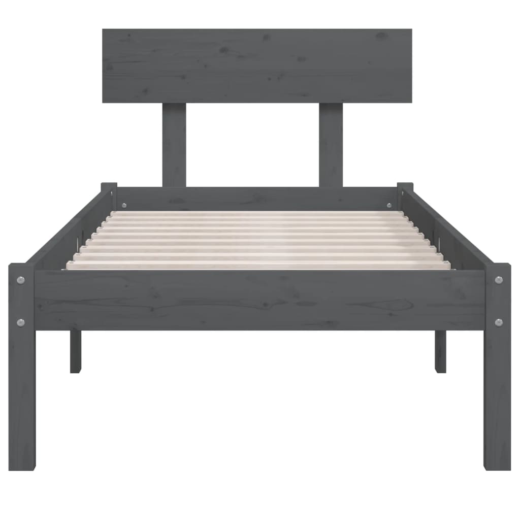 Giroletto Grigio in Legno Massello di Pino 90x190 cm Single