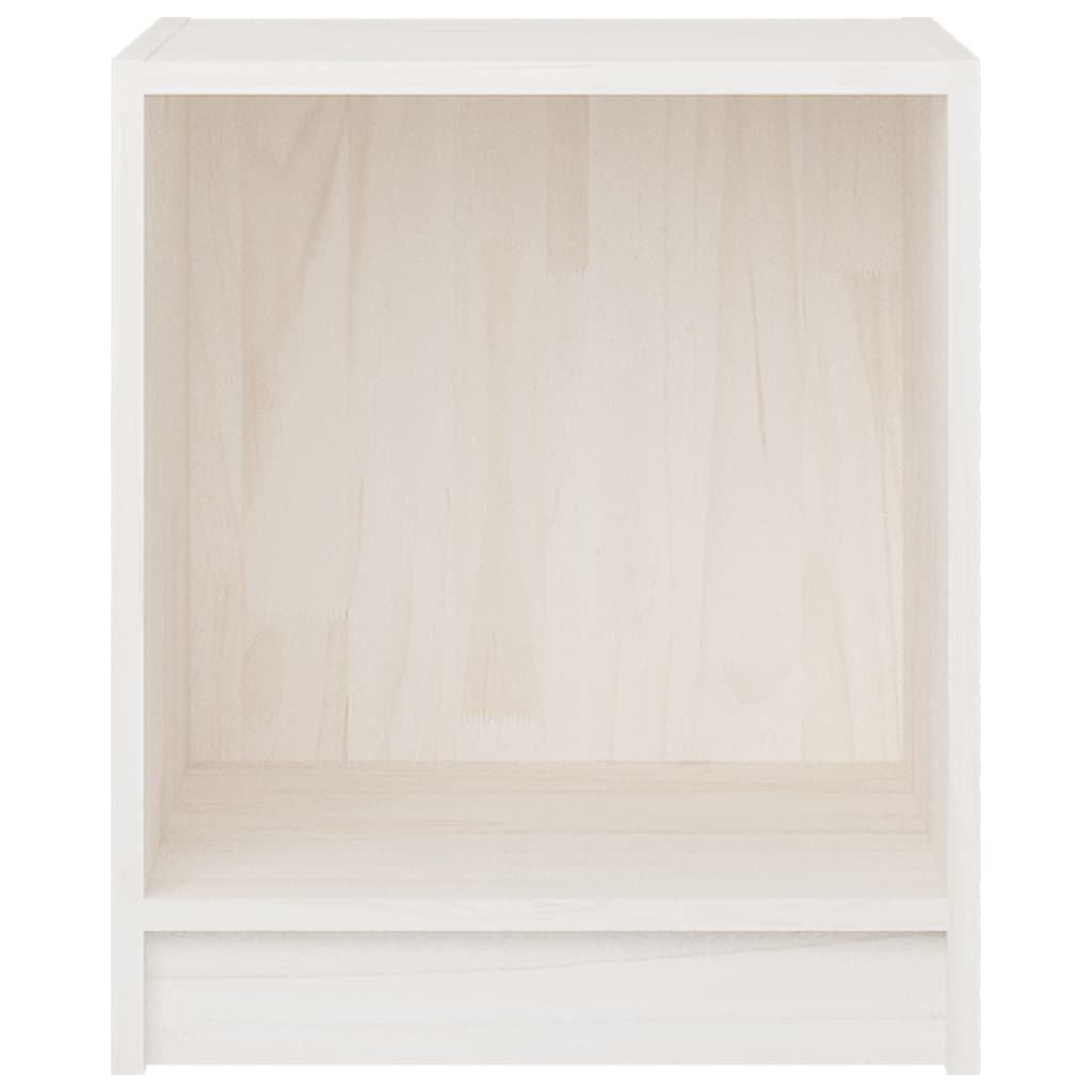Comodino Bianco 35,5x33,5x41,5 cm in Legno Massello di Pino
