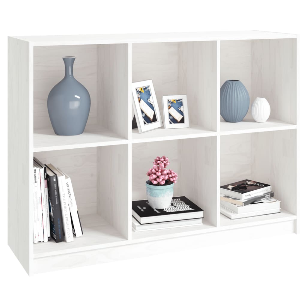 Libreria Bianca 104x33x76 cm in Legno Massello di Pino